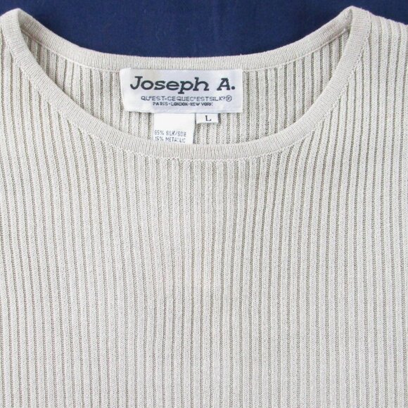 NWT Joseph A. Metallic Silk Blend Champagne Beige Shimmer Sweater Tank Shell, L - Picture 5 of 8